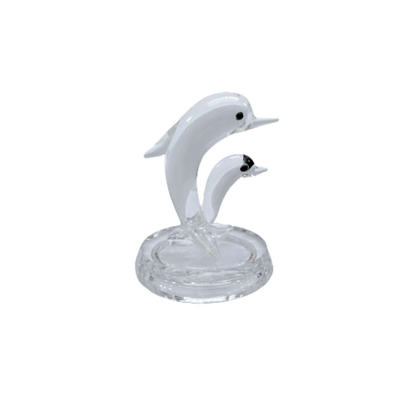 Byzantium Crystal Collection Stunning Cut Glass Crystal Mother and baby Dolphin
