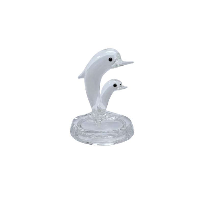 Byzantium Crystal Collection Stunning Cut Glass Crystal Mother and baby Dolphin