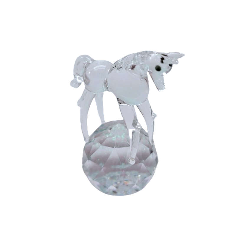 Stunning Crystal Glass Horse Pony on Ball