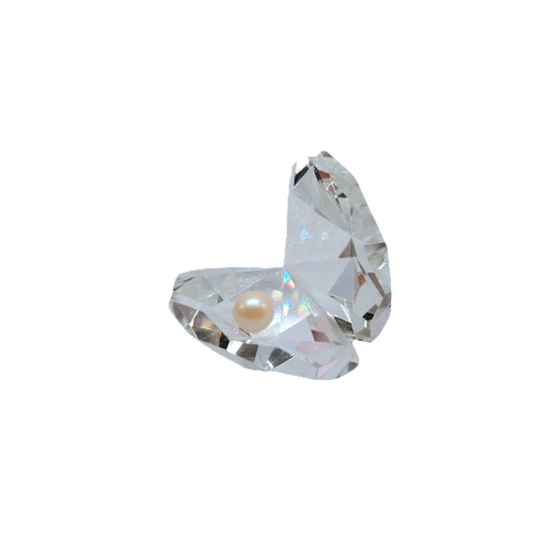 Byzantium Crystal Collection Stunning Cut Glass Crystal Large Oyster shell with pearl