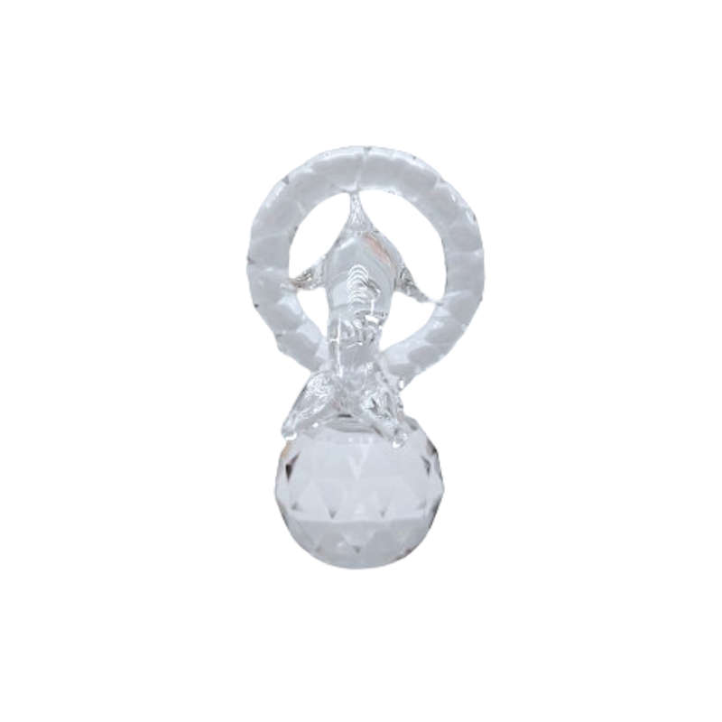 Stunning Crystal Glass Dolphin Jumping through a Hoop