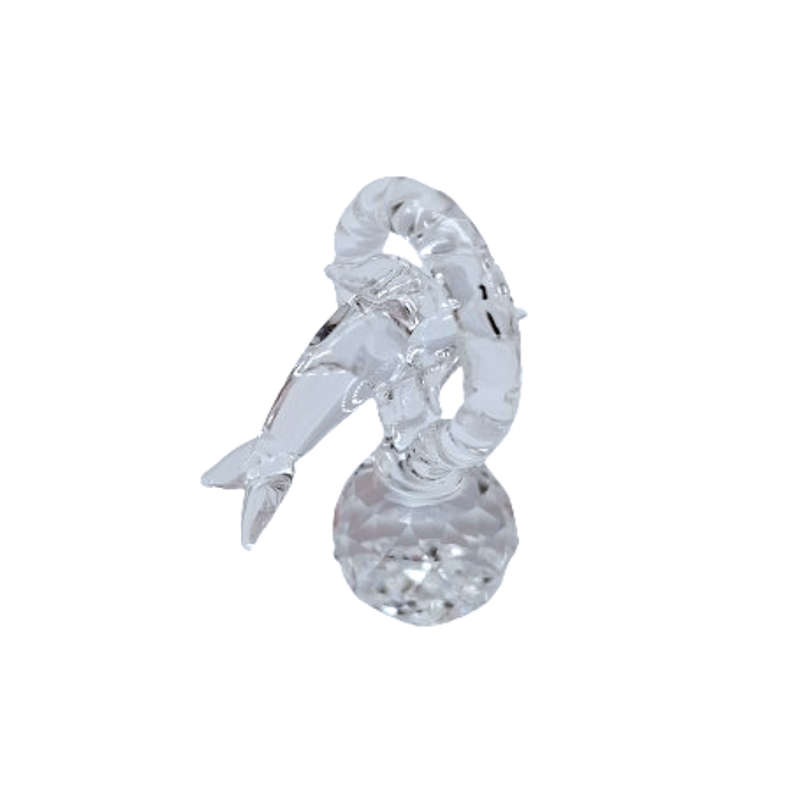 Stunning Crystal Glass Dolphin Jumping through a Hoop