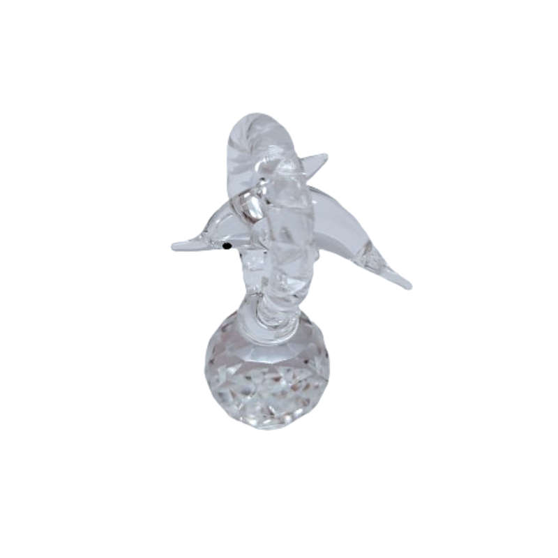 Stunning Crystal Glass Dolphin Jumping through a Hoop
