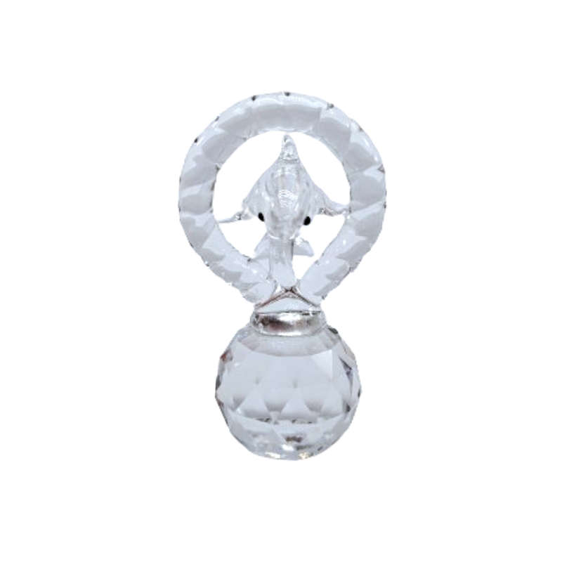 Stunning Crystal Glass Dolphin Jumping through a Hoop