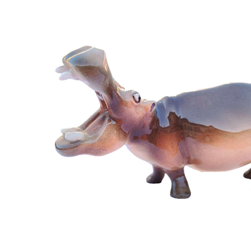 Cheval Pottery Hippopotamus Standing Figurine