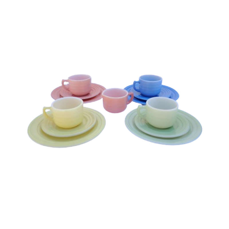 Hazel Atlas Children's Modern tone Tea Set Milk Glass