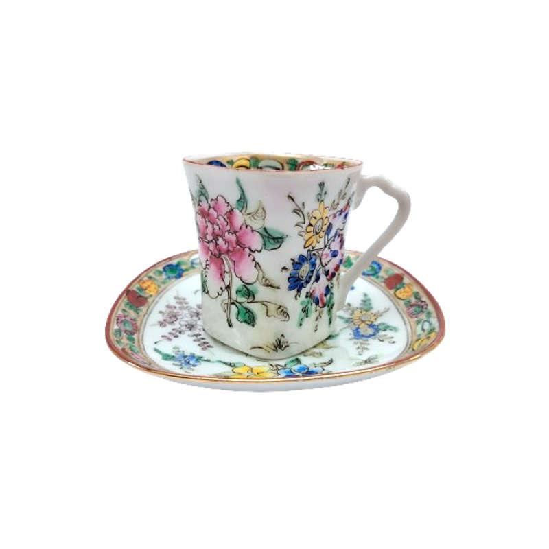 Chinese Hand painted Duo Demitasse cup and saucer