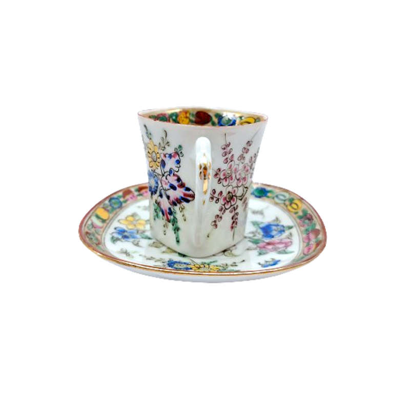 Chinese Hand painted Duo Demitasse cup and saucer