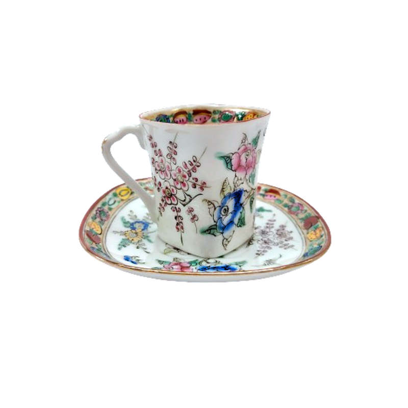 Chinese Hand painted Duo Demitasse cup and saucer