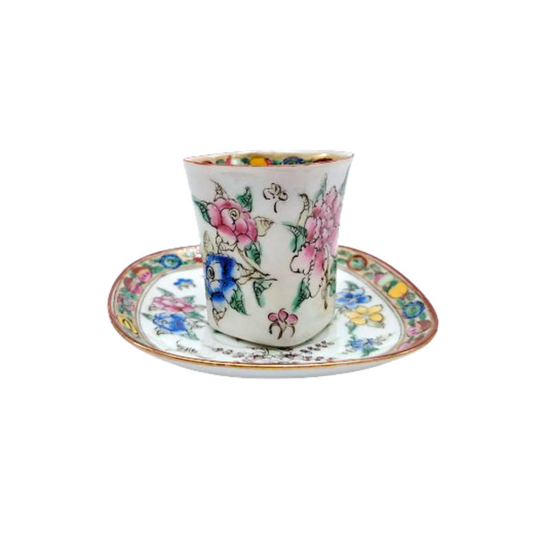 Chinese Hand painted Duo Demitasse cup and saucer