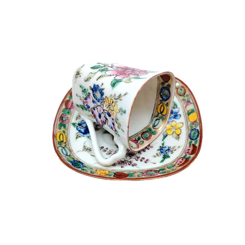 Chinese Hand painted Duo Demitasse cup and saucer