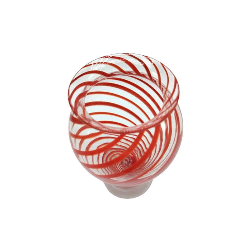 Hand Blown Red Swirl on Clear Glass Vase