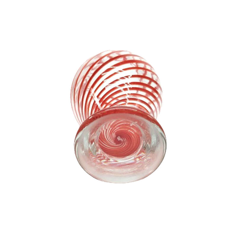 Hand Blown Red Swirl on Clear Glass Vase