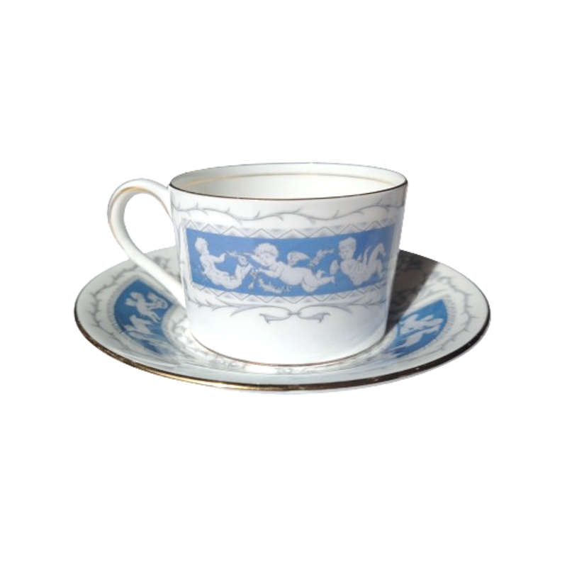 Coalport Revelry Blue with Cupids Gold Trim Duo Cup and Saucer