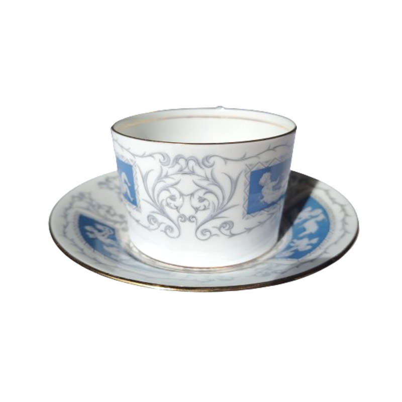 Coalport Revelry Blue with Cupids Gold Trim Duo Cup and Saucer