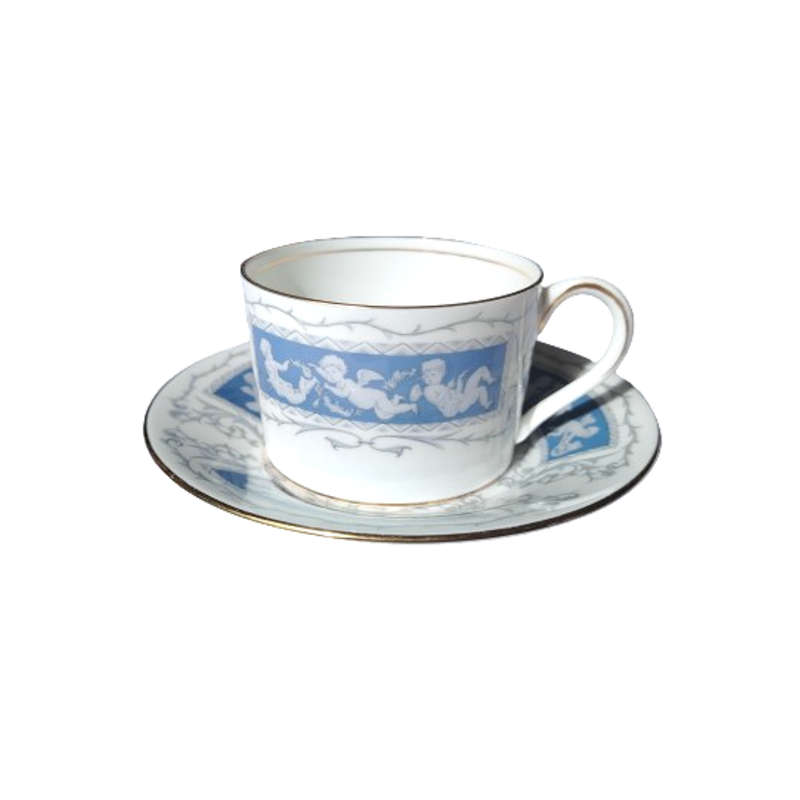 Coalport Revelry Blue with Cupids Gold Trim Duo Cup and Saucer