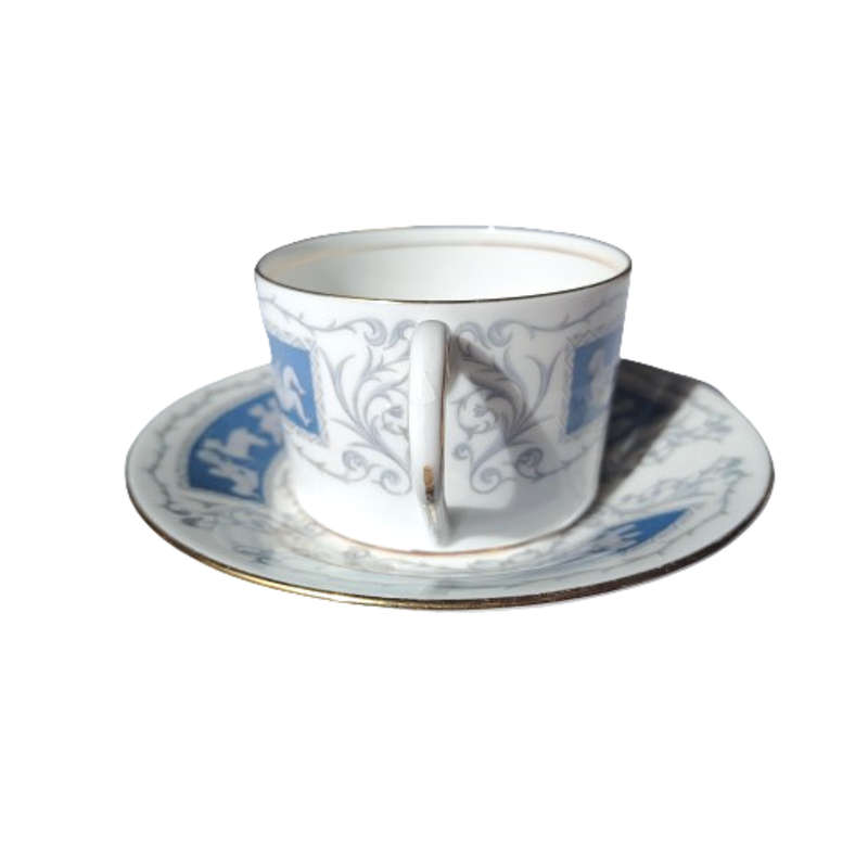 Coalport Revelry Blue with Cupids Gold Trim Duo Cup and Saucer
