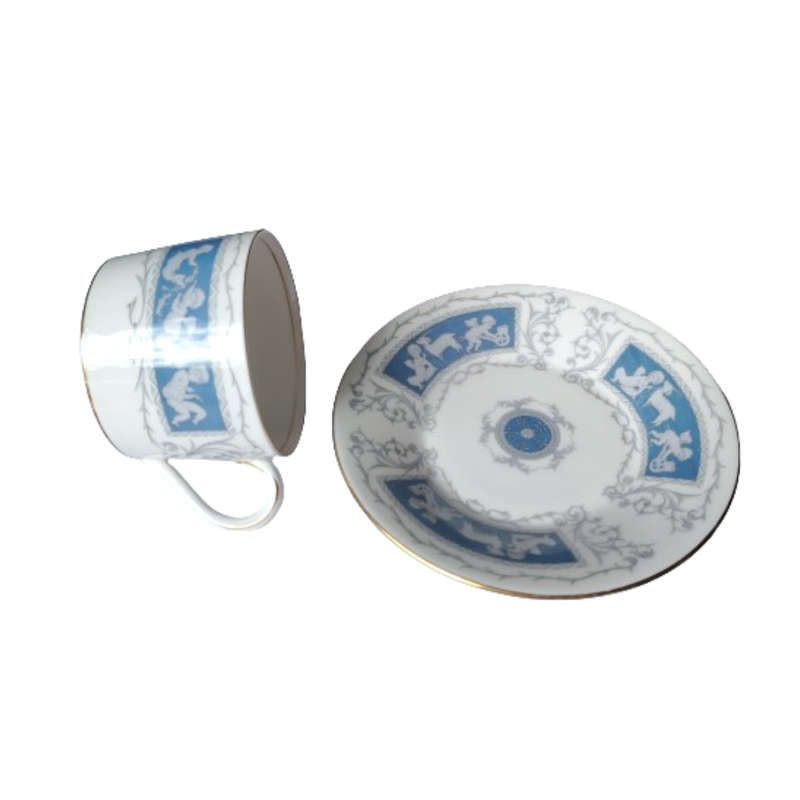 Coalport Revelry Blue with Cupids Gold Trim Duo Cup and Saucer