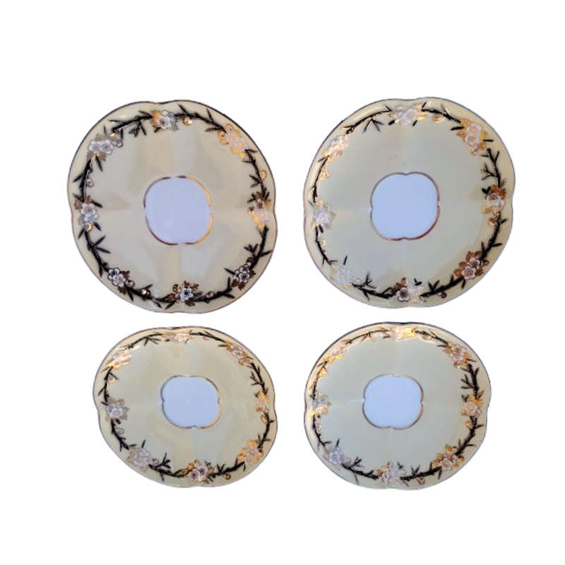 Antique Coalport Raised Design and Scalloped Edges Tea Set