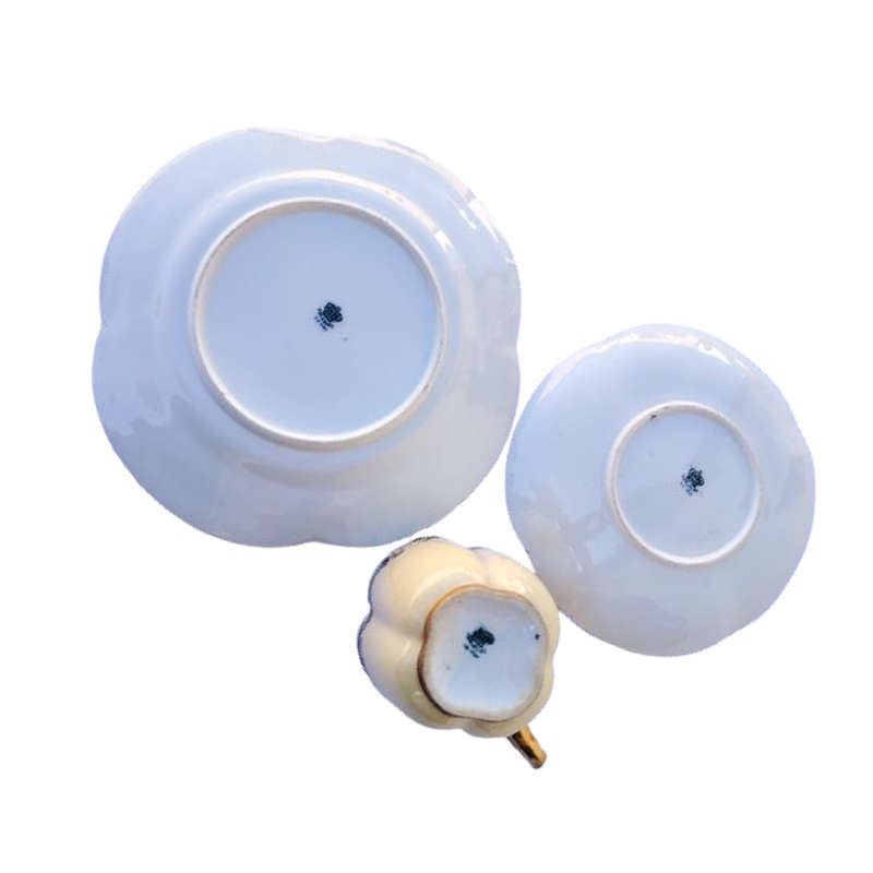 Antique Coalport Raised Design and Scalloped Edges Tea Set