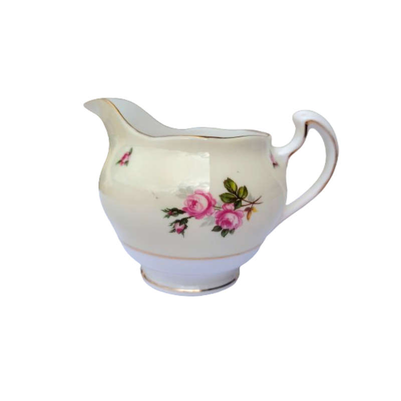 Colclough Tea Set Pale Yellow Bands decorated with colorful flowers