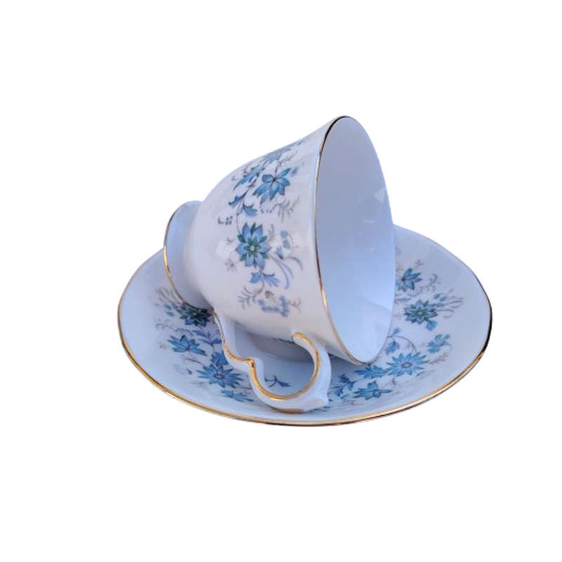 Colclough Tea Set White with Bluel flowers and gold trim