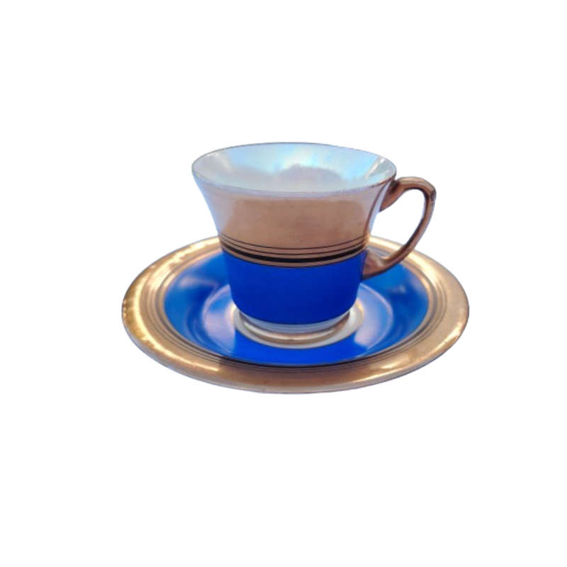 Crown Devon Fine Bone China Blue Gold and Pearl Duo