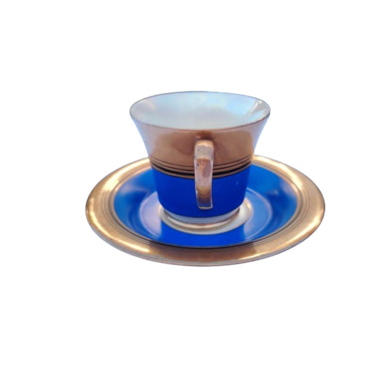 Crown Devon Fine Bone China Blue Gold and Pearl Duo