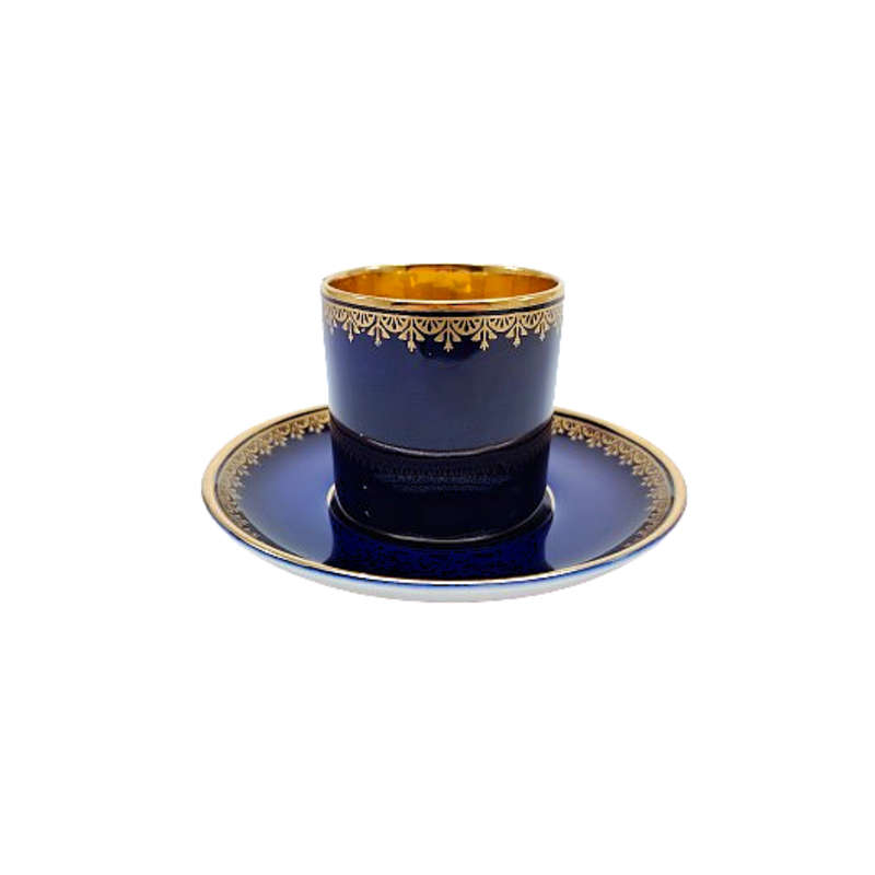 Royal Crown Derby Navy and Gold Demitasse Cup and saucer