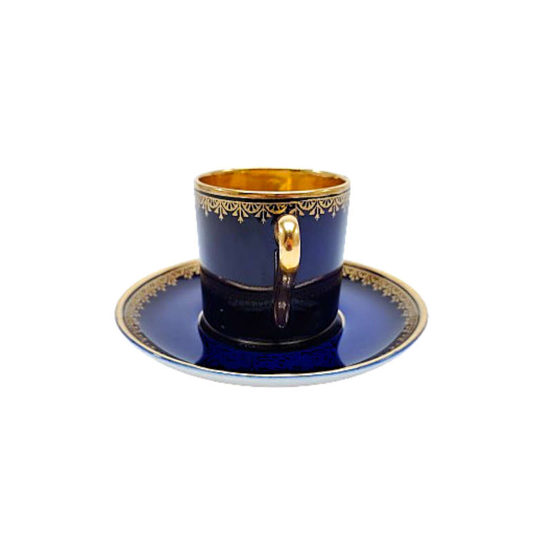 Royal Crown Derby Navy and Gold Demitasse Cup and saucer