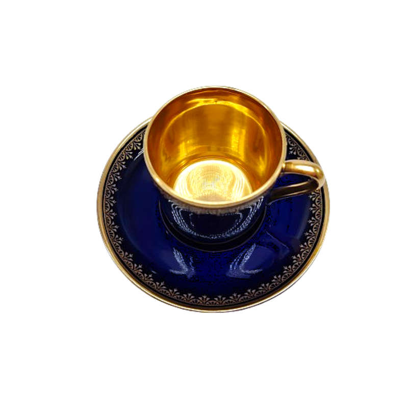 Royal Crown Derby Navy and Gold Demitasse Cup and saucer
