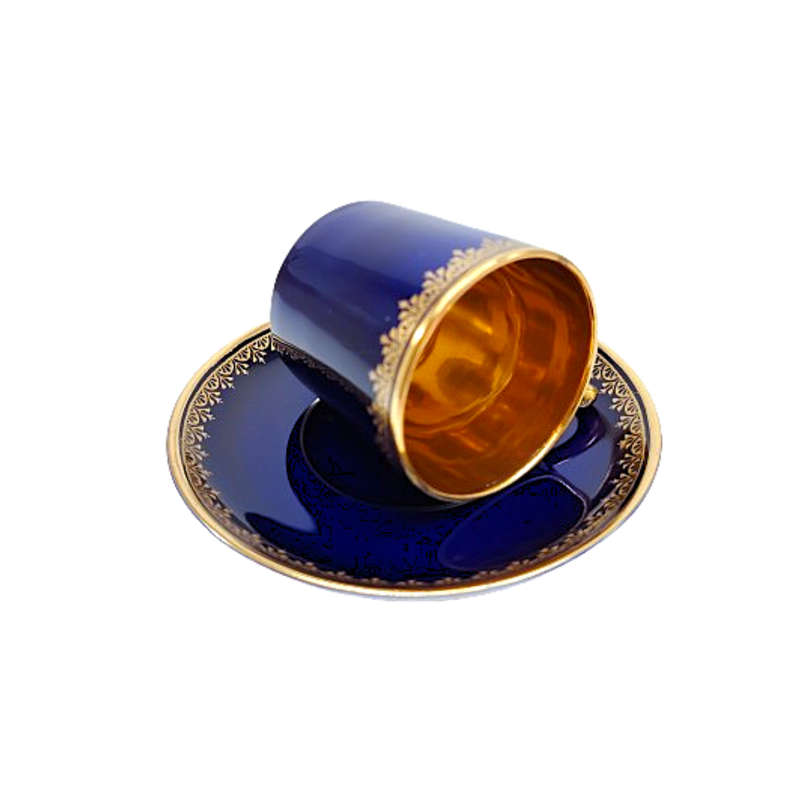 Royal Crown Derby Navy and Gold Demitasse Cup and saucer