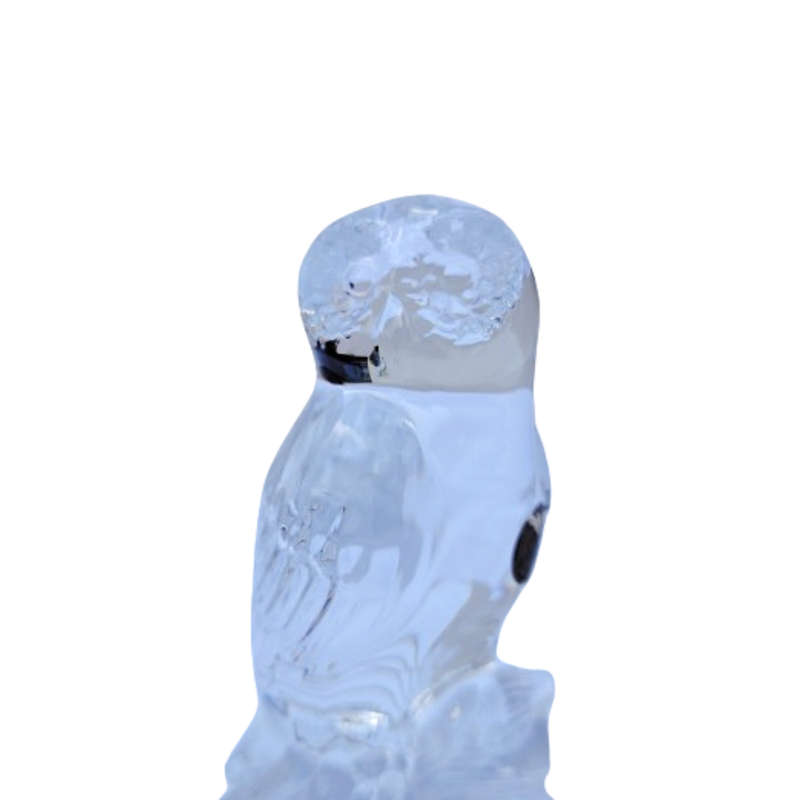 France Cristal DÁrques Lead Crystal Embossed Owl Paperweight