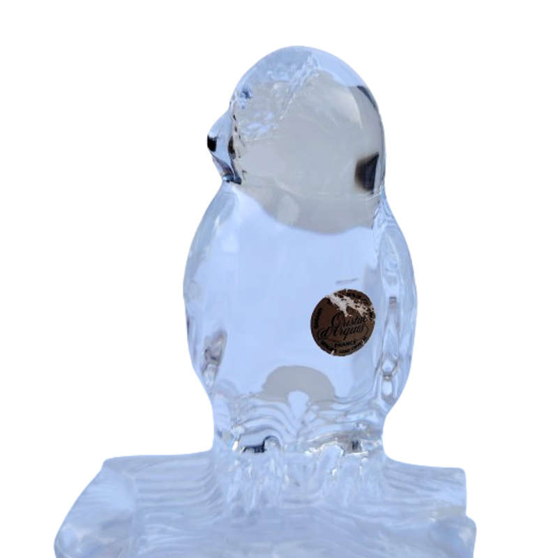 France Cristal DÁrques Lead Crystal Embossed Owl Paperweight