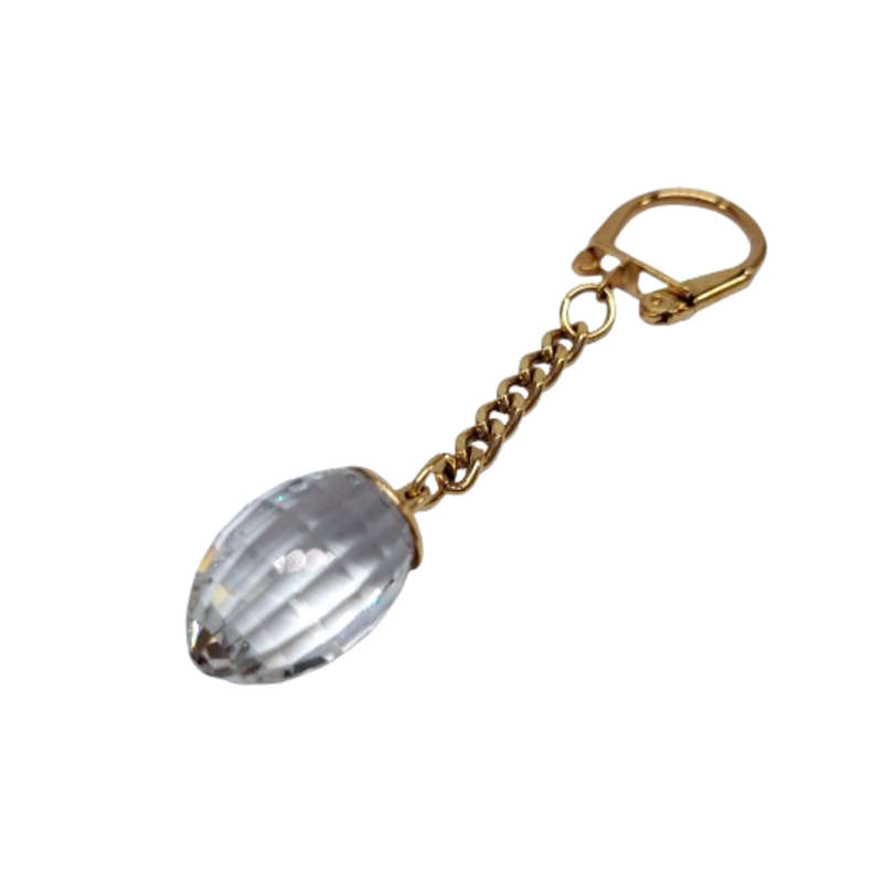 Crystal and Gold Key Ring and Chain