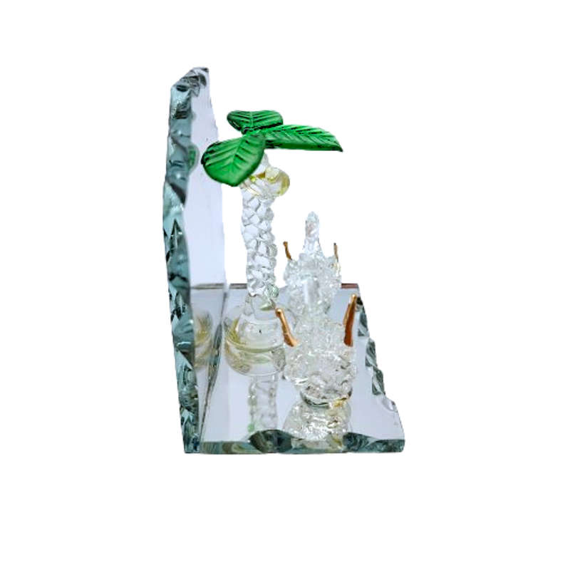 Cut Glass Crystal Swans under tree Mirror Display