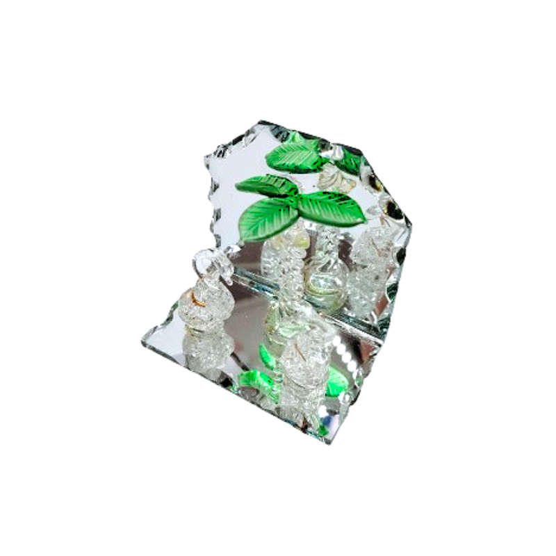 Cut Glass Crystal Swans under tree Mirror Display