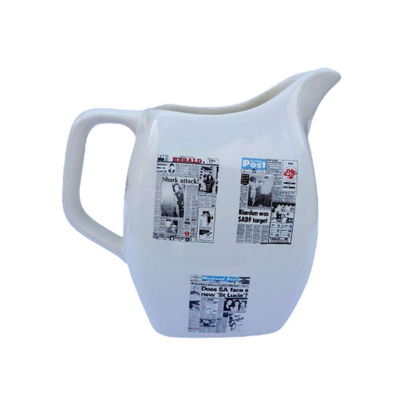 South African Decorative Ceramics Milk Jug Newspaper