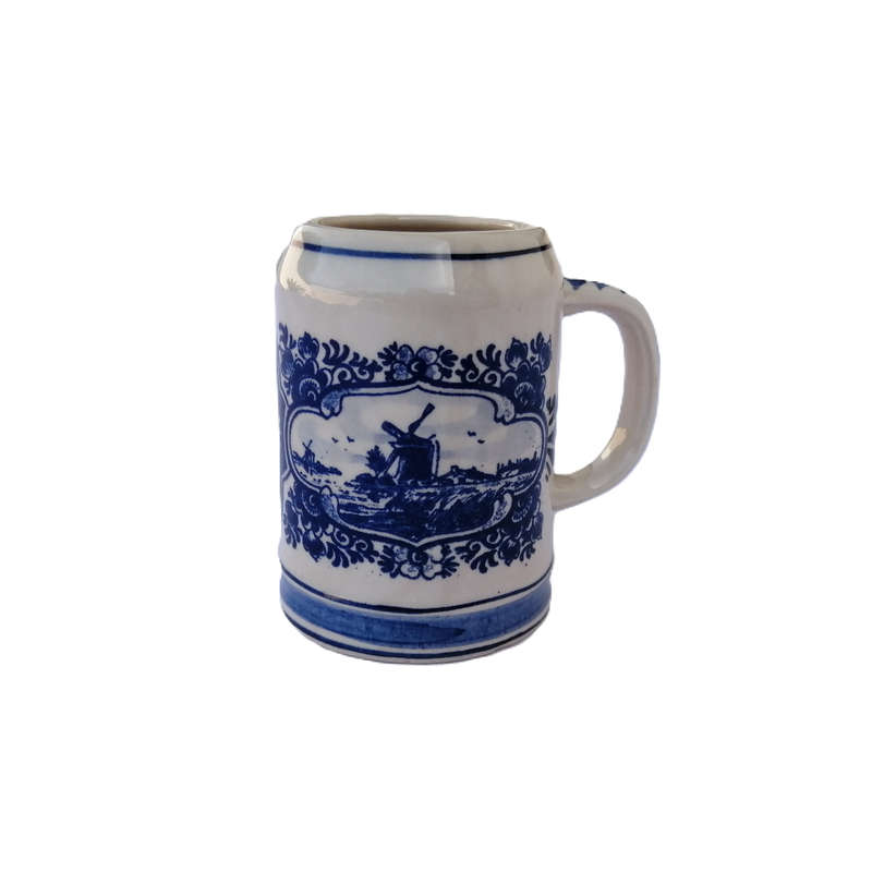 Delft Holland Blue and White Sailboat and Windmill Mug