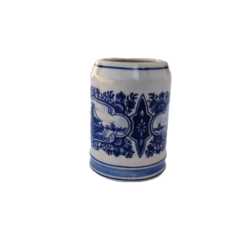 Delft Holland Blue and White Sailboat and Windmill Mug