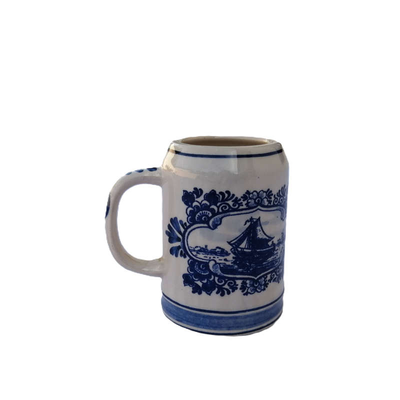 Delft Holland Blue and White Sailboat and Windmill Mug