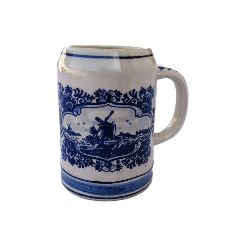 Delft Holland Blue and White Sailboat and Windmill Mug