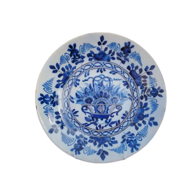 c.18th Hand Painted Blue and White Delft Wall Plate