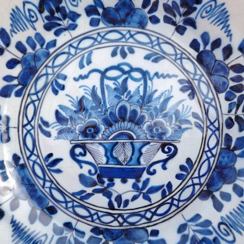 c.18th Hand Painted Blue and White Delft Wall Plate