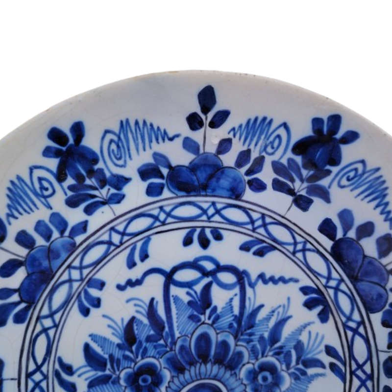 c.18th Hand Painted Blue and White Delft Wall Plate
