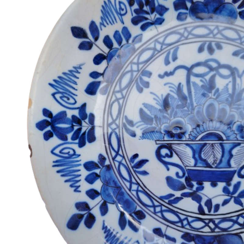 c.18th Hand Painted Blue and White Delft Wall Plate