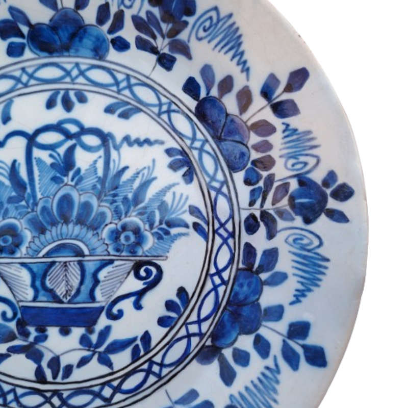 c.18th Hand Painted Blue and White Delft Wall Plate