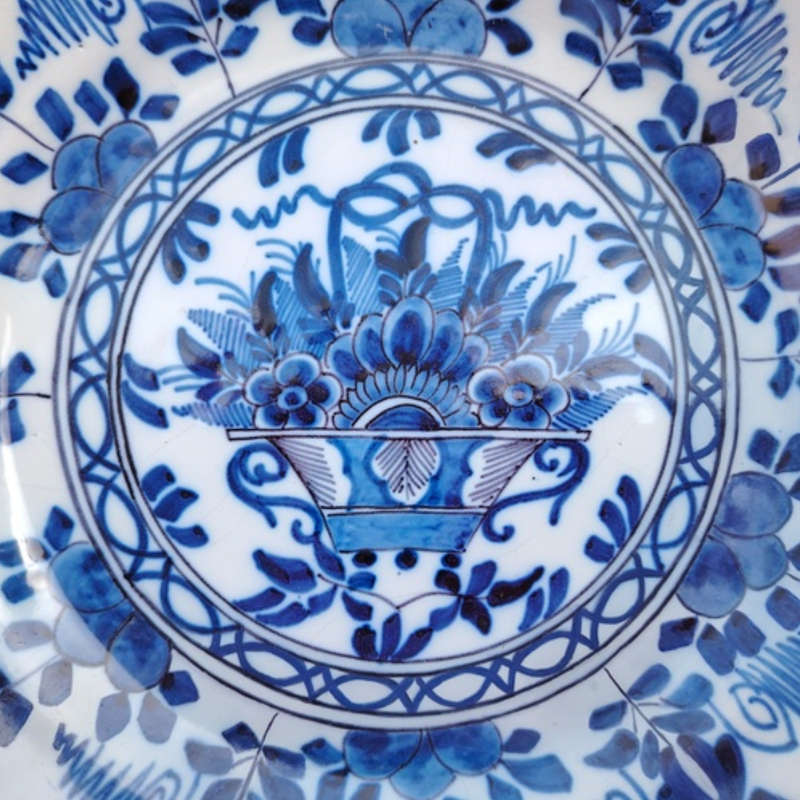 c.18th Hand Painted Blue and White Delft Wall Plate