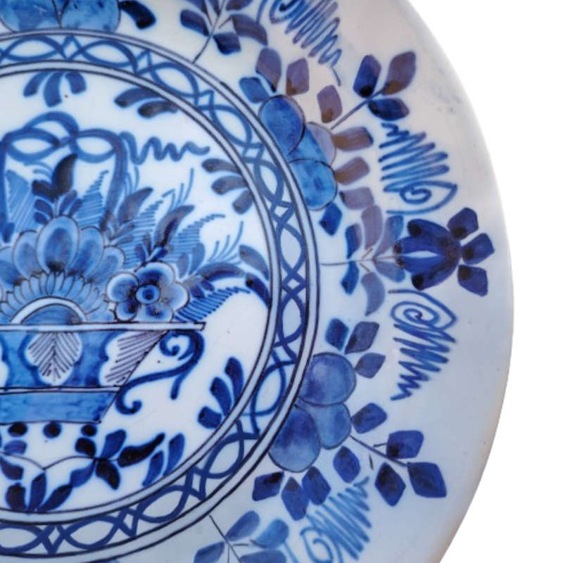 c.18th Hand Painted Blue and White Delft Wall Plate