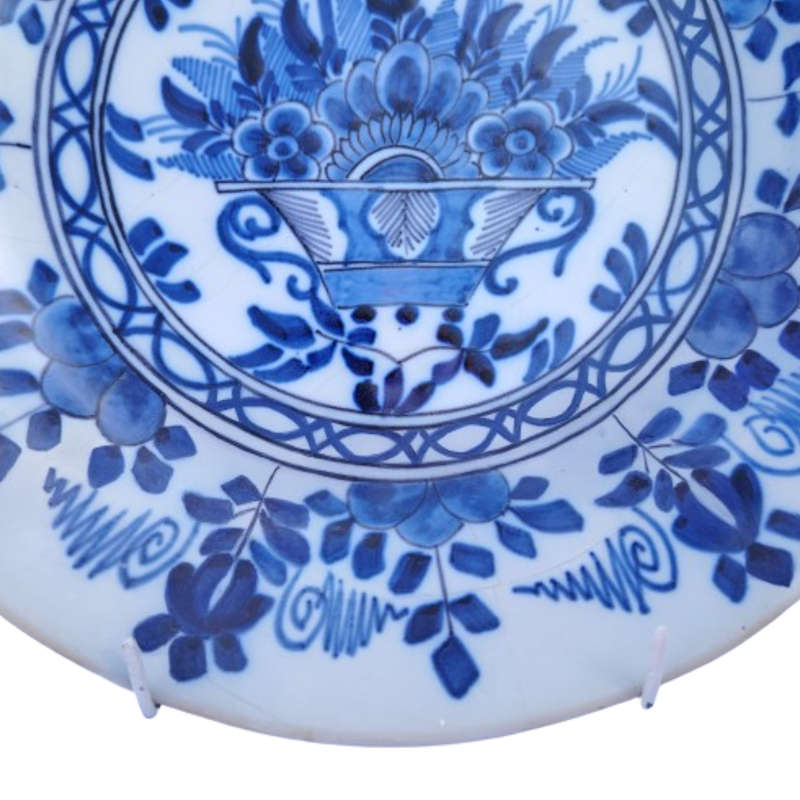 c.18th Hand Painted Blue and White Delft Wall Plate